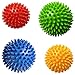 Pack of 4 Spiky Massage Balls, 2 of 7.5cm & 2 of 9cm, Stress Reflexology, Muscle Therapy, Porcupine Sensory Ball Set