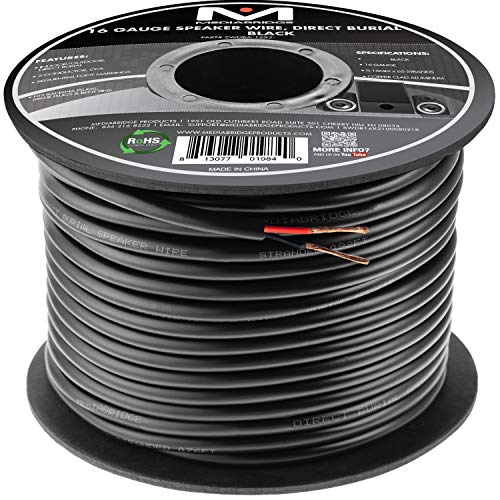 Mediabridge 16AWG 2-Conductor Direct Burial CCA Speaker Wire (100 Feet, Red/Black) - Copper Clad Aluminum - Rated for Direct Burial Use (Part# SWDBA-16X2-100)