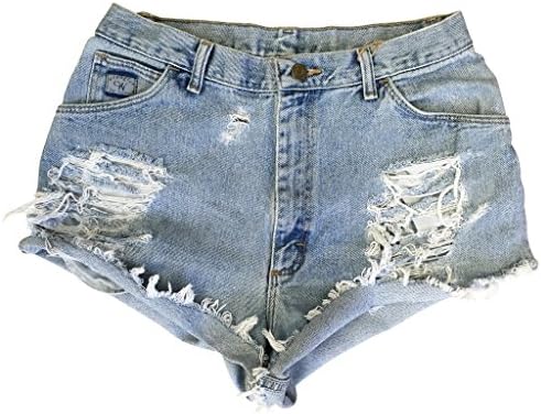 Levi Low Rise Denim Shorts Vintage Distressed Shredded Hipster Rolled Cutoff-S