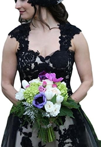 Veilace Women's Black White Wedding Dress High Low Lace Tulle Plus Size Gothic Bridal Gowns ..