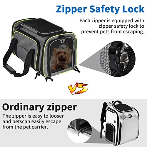AIIYME Cat Pet Carrier, Airline Approved 2 Sides Expandable Foldable