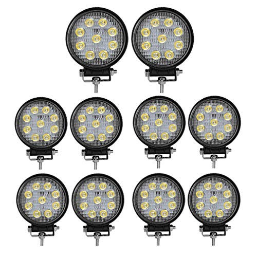 10x 4inch 27W Round LED Work Lights Pod SPOT Beam Offroad Fog Driving Light 12V for Off Road Vehicles, SUV, Trucks, UTE, ATV, Engineering Vehicles - Thumbnail 6