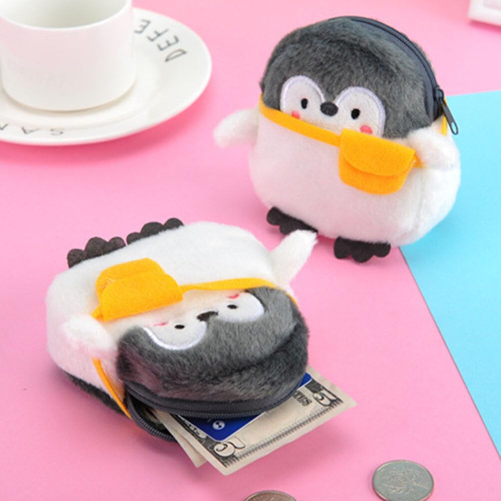 2pcs Kids Animal Purse Bag Plush Penguin Coin Wallets Coin Purse Casual Messenger Bag Handbags Makeup Bags for Teen Little Girls