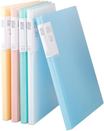 Amazon Co Jp クリアブック タテ 40ポケット 固定式 透明表紙 ミックス 5冊入り 五色 ポケット 文房具 オフィス用品