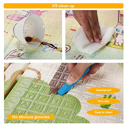 WV-WONDER-VIEW-Baby-Playmat-Crawling-Mat-Folding-Mat-Doble-Side-Portable-Colorful-and-Waterproof-Playmat-for-Kids-Baby-and-Toddler-Thick-Extra-Large-Playmat-79x71x06-inch
