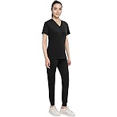 Women's 4-Way Stretch Scrubs Set - V-Neck Top & Joggers, Soft Anti-Wrinkle Medical