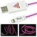 Iasg [MFi Certified] Flat Visible LED Lighted Up Charging Lightning to USB Cable for Apple iPhone 5s 6s Plus 7 Plus 8 Plus X XS XS Max XR SE iPad iPod-3.3FT(1 Meter£©-Pink Purple Light