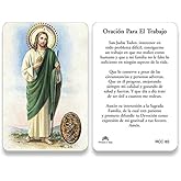 San Francis Imports San Judas St. Jude Oracion Para El Trabajo Prayer Card To Find Work, White with Gold