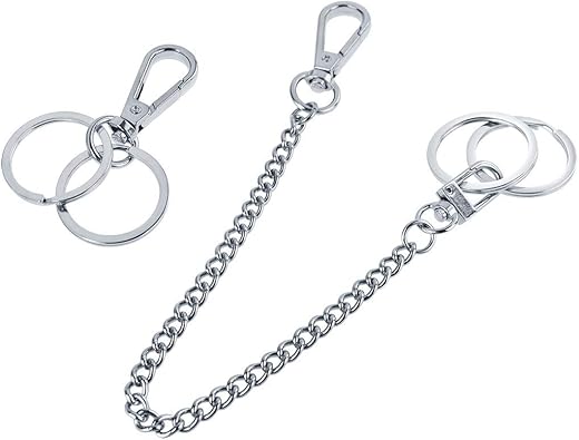 Amazon Co Jp Heliltd ウォレットチェーン ポケットキーチェーン ファッション小物 金属製キーホルダー4本付き 長さcm シルバー シューズ バッグ
