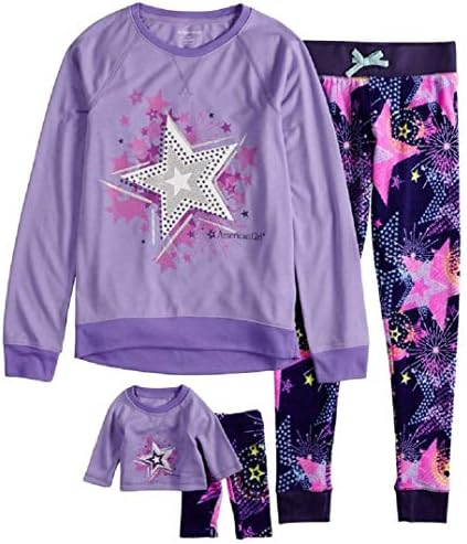 Girls Amercian Girl Pajamas and Matching Doll Set 4pc PJS Stars