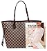 Daisy Rose Checkered Tote Shoulder Bag with inner pouch - PU Vegan Leather (Brown)