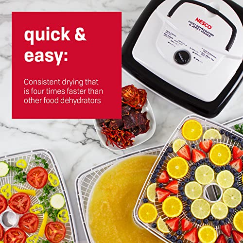 Nesco FD-80A Square Shaped Food Dehydrator, For Snacks, Fruit, Beef Jerky, White