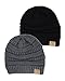 Black Thick Slouchy Knit Oversized Beanie Cap Hat,One Size,2 Pack: Black/Dark