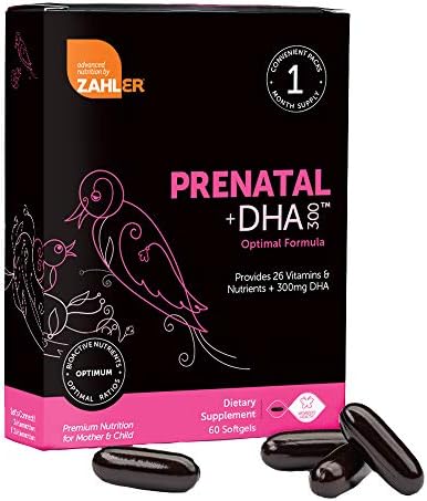 Amazon Com Zahler Prenatal Dha Premium Prenatal Vitamins For Mother And Child New And Improved Prenatal With Dha Certified Kosher 60 Count Health Personal Care