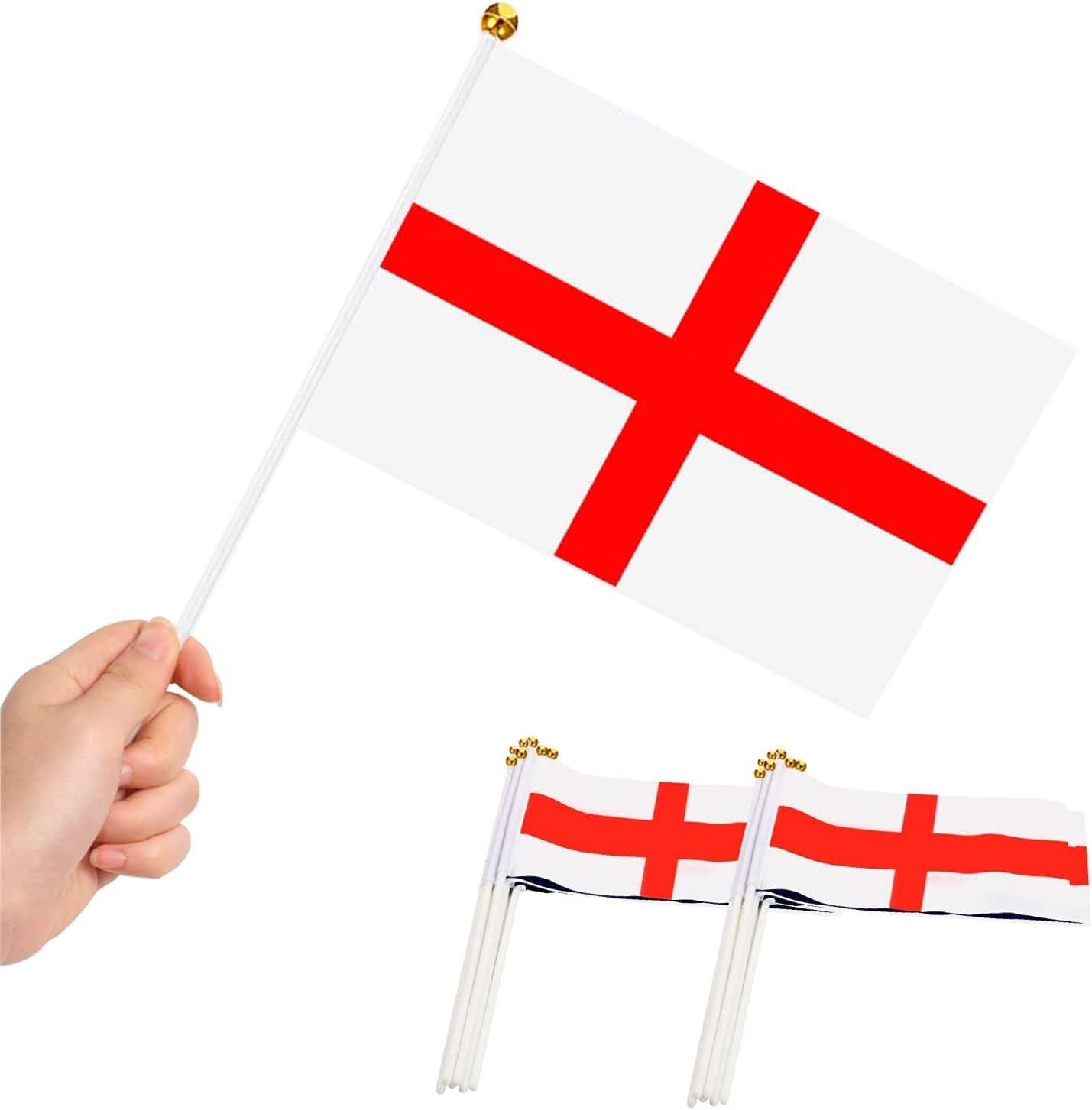 100Pcs St George Hand Flags England Hand Waving Fabric Mini English Flags For Rugby Cricket World Cup Royal Event Support Country