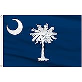AhfuLife South Carolina Flag 3x5 Ft, South Carolina State Flags Polyester Double Sided with Brass Eyelets, SC Flags SC State Flag for Party Bar Garden Decoration Indoor Outdoor