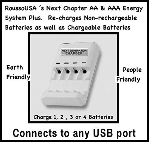 Re-charges Non-rechargeable Batteries as well as Chargeable, Plus will test batteries before charging, the Next Chapter AA &amp; AAA Energy Systems Plus. Simply connect to any USB port with power and place Alkaline or Rechargeable Batteries