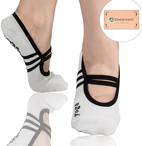 Yoga Socks, Cotton Non Slip Skid Socks for Women Girls with Grips Exercise Fitness Pilates, Barre, Yoga Starter Set, Fit Women Size 5-10