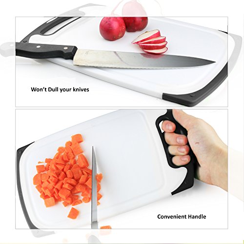 Plastic Cutting Boards Set of 3, Dishwasher Safe Reversible Cutting Boards with Non-Slip Feet & Deep Drip Juice Groove for Chopping Foods, BPA Free, FDA Approved Materials & Eco Friendly (Black) - Thumbnail 3