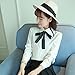 ETOSELL Womens Button Down Shirt Long Sleeve White Cotton Peter Pan Blouses White Collared Dress Shirt with Bow Tie