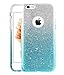 UnnFiko iPhone 8 Plus Case, Cute Luxury Hybrid Bling Glitter Silicone Rubber Gel Shiny Sparkling with Candy Back Plate Cover Case for iPhone 8 Plus (iPhone 8 Plus, Blue)