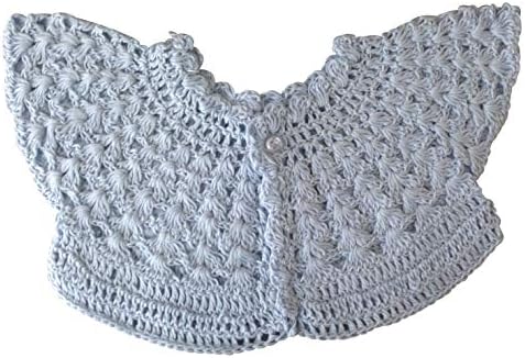 NeedyBee Blue Crochet Winter Wear Cardigan for Baby Girls (0-3 Months)