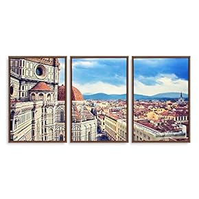 3 Piece Framed Canvas Wall Art for Living Room, Bedroom Italy City Landscape Canvas Prints for Modern Home Decoration Ready to Hang - 16"x24"x3 Panels