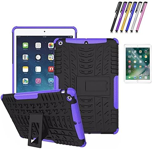 New iPad 9.7" 2018/2017 Case, Mignova Hybrid Heavy Duty Armor Cover Double Layer Protection Shock Proof [Anti Slip] [Built-In Kickstand] Cover Skin Case For Apple New iPad 9.7" 2018/2017 Case (Purple)