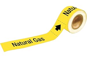 Marine Pipe Markers - Natural Gas Safety Labels for Boat, Waterproof Self-Adhesive Pipe Identification Stickers, 1" H x 8" W,