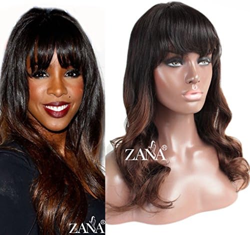 ZANA 100% Brazilian Remy Human Hair Lace Wigs Body Wave Full Lace Front Wigs with Bangs