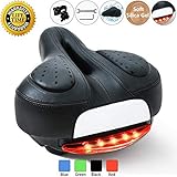 Prodigen Comfort Gel Bike Seat for Women or Men, Bicycle Saddle Replacement Padded Soft High Density Memory Foam with Dual Shock Absorbing Rubber Ball Suspension Universal Fit for Indoor/Outdoor Bikes