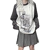 Y2k Aesthetic Detachable Sleeve T-Shirt Women Kawaii Cat Girl Anime Print Cute Sweatshirts Fairycore Streetwear