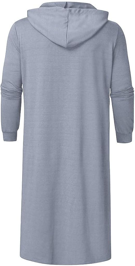 Beautyfine Men's New Muslim Robes Autumn Winter Casual Long-Sleeved Hooded Shirt Tops: Clothing