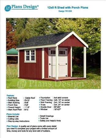 12 X 8 Cabin Loft Utility Shed With Porch Plans Plueprint