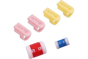 SHXXYLJH Finger Yarn Guide,Finger Guides Crochet,Knitting Supplies,Soft Yarn Guide Finger Holder Universal Knit Count Color Starter Kit,Plastic Weaving Cream Thread Guide Accessories Tools(6pcs,Pink,Yellow)