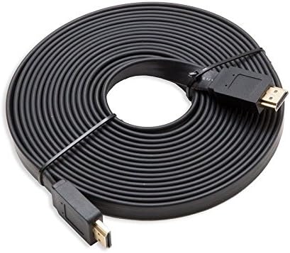 HDMI Flat Cable 25 FT ( HDMI 1.4 Ready) - Braided Cord - Ultra High Speed 18Gbps - Gold Plated Connectors - Ethernet & Audio Return - Video HD 1080p 3D - Xbox One PlayStation PS3 PS4 PC