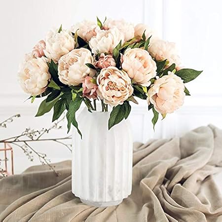 Amazon Peonies Lactiflora 牡丹の花 造花 牡丹 3頭 シルク牡丹 花 枝 家庭 結婚式 パーティー 装飾 造花 ランダム おもちゃ おもちゃ