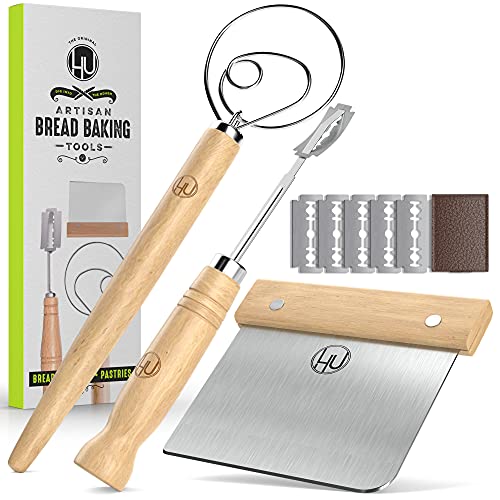 Bread Making Tools and Supplies Set of 3 Danish Dough Whisk, Bread