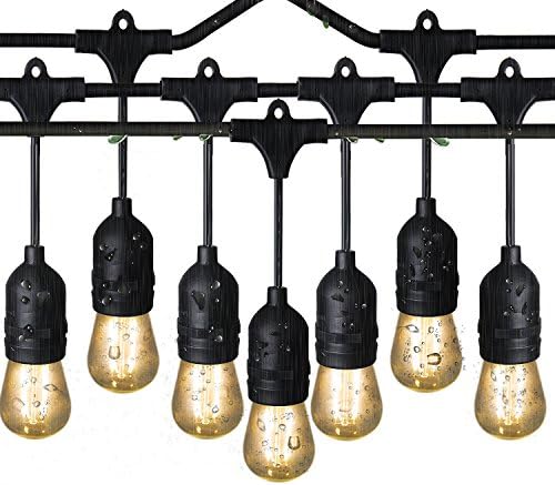 Sokani LED 24 Foot Long 2W Commercial weatherproof Grade Outdoor LED String light for Halloween Christmas with 12 Sockets and Bulbs + 2 Replacement Bulbs
