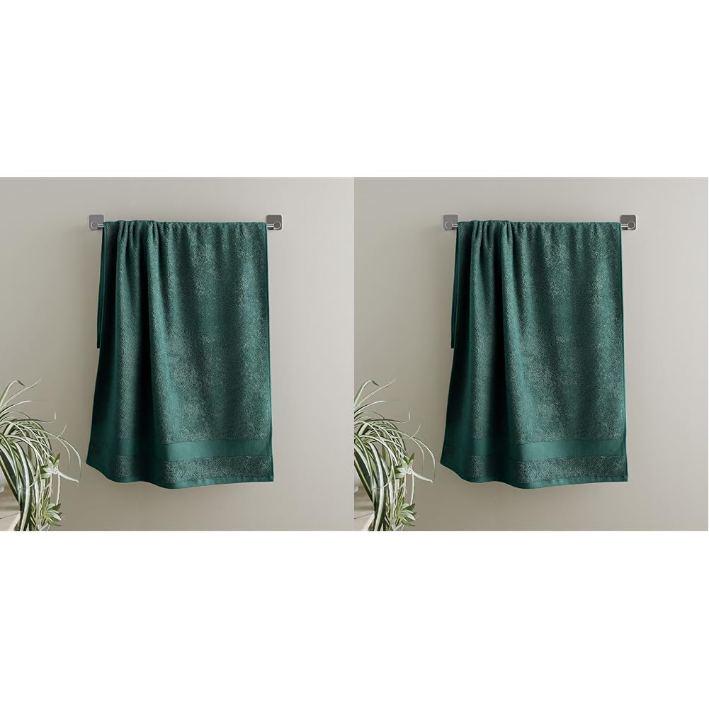 Catherine Lansfield Bathroom Anti Bacterial 500 gsm Soft & Absorbent Cotton Hand Towel Forest Green (Pack of 2) — image 1