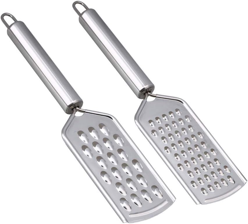 kuou 2Pcs Kitchen Grater Fine Grater with Handle Stainless Steel 430# Blade