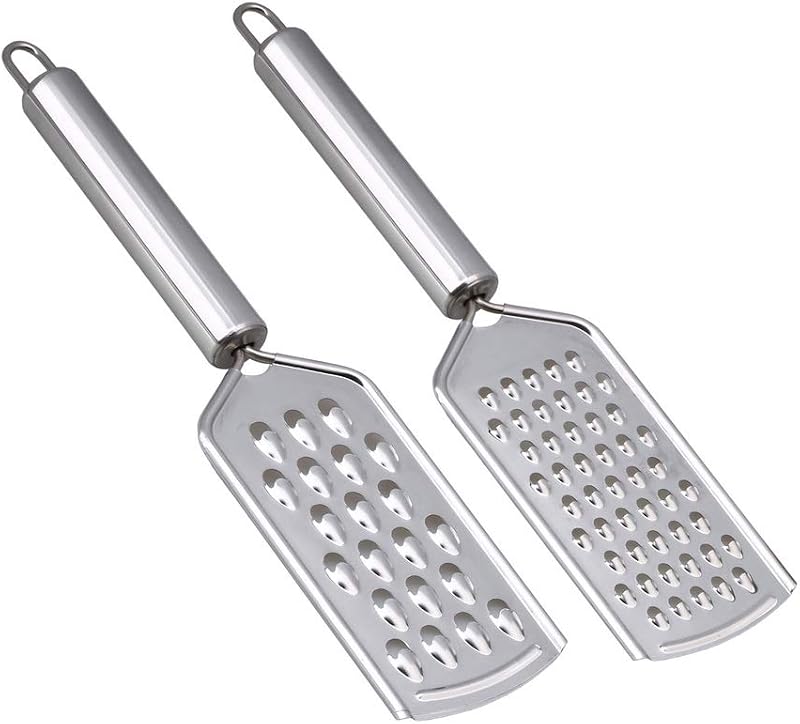 kuou 2Pcs Kitchen Grater Fine Grater with Handle Stainless Steel 430# Blade