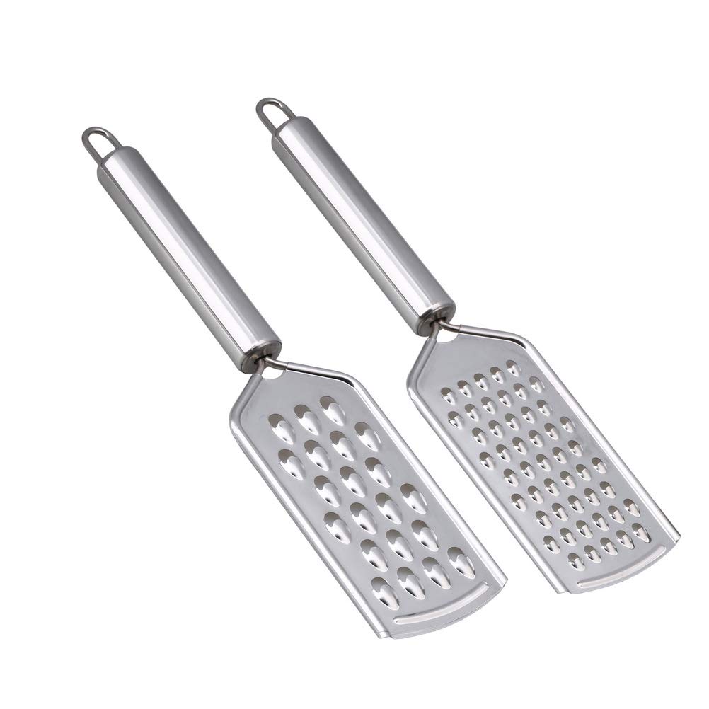 2PCS Kitchen Grater, Cheese Grater Fine Grater for Kitchen with Handle and Razor-Sharp Stainless Steel 430# Blade and for Chocolate, Cheese, Carrot, Ginger, Coconut, Nuts