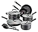 T-fal C037SC OptiCook Hard Anodized Thermo-Spot Scratch Resistant Titanium Nonstick Oven Safe PFOA Free Cookware Set, 12-Piece, Black