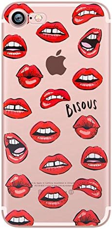 Kiss Lips Pineapple Unicorn Flamingo Cactus iPhone X Case, Apple iPhone 8 Cover Case,Soft Clear Cover Case for iPhone X 7 7S 8 8 Plus (Kiss lips, for iphone 8)