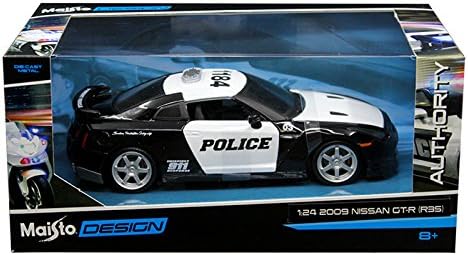 NEW 1:24 W/B MAISTO AUTHRORITY COLLECTION - BLACK &amp; WHITE 2009 NISSAN GT-R (R35) POLICE Diecast Model Car By Maisto