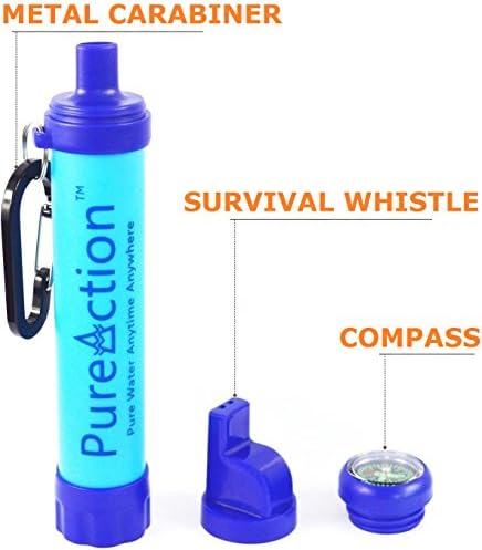 Camping Water Purifier - 50% More Filtration Capacity Than Lifestraw Personal Filter - The Best Purification at 0.01 Microns - Portable Water Filter with Bottle Attachment for Hiking/Prepping/Survival