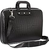 Synthetic Sleek Faux Leather 14-Inch Briefcase ,Laptop ,Messenger ,Tablet and Executive Office Bag Black with Belt ,Office Bags for Man (Black)