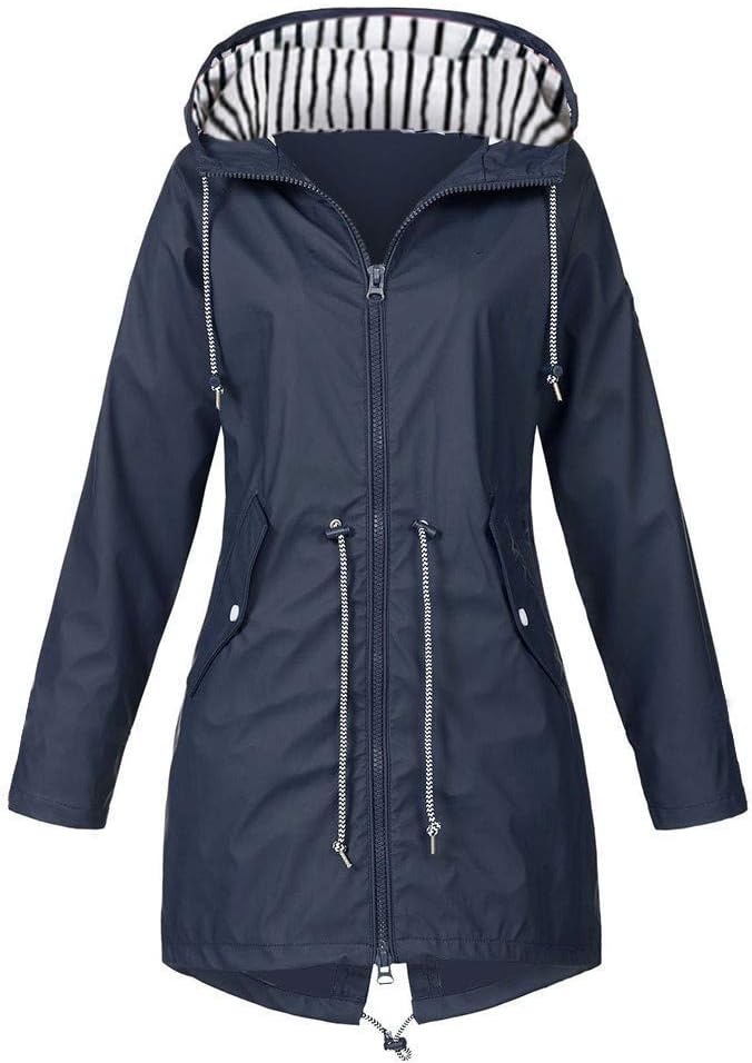VECDY Specials Women’s Coat Solid Rain Jacket Outdoor Jackets Waterproof Hooded Raincoat Windproof Outerwear