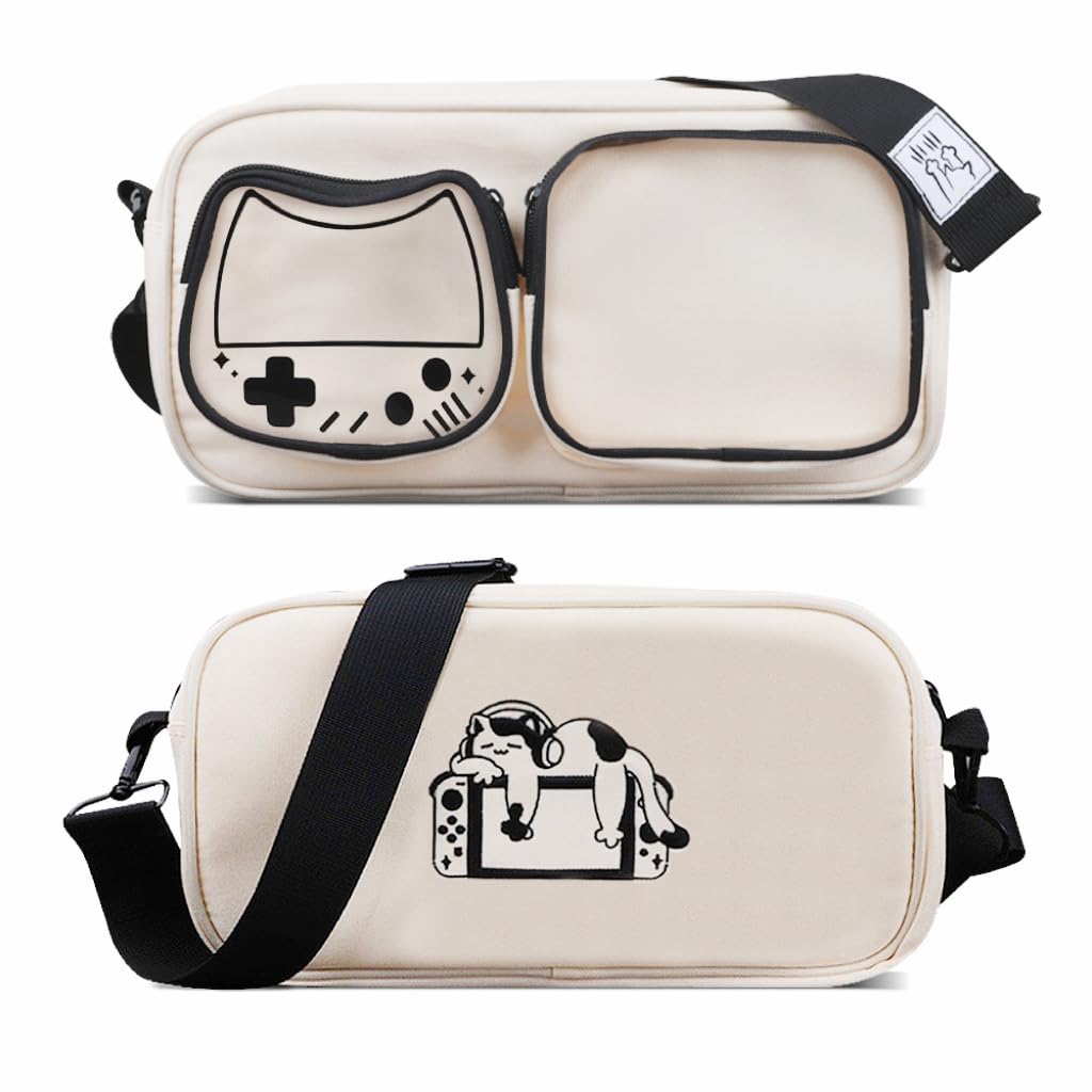 blingkiyo Switch/OLED Travel Carrying Case - Cat Large Capacity Crossbody Bag Compatible With Switch2 - Portable Storage Bag for NS/NS2